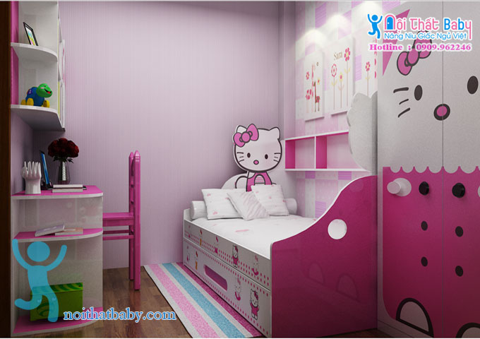 Giường ngủ baby hình Hello Kitty dễ thương và đáng yêu